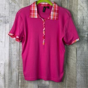 Jason Maxwell Small Vintage Pink & Plaid Short Sleeve Polo
